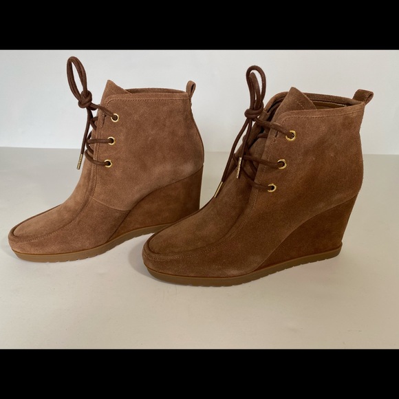 🔥Michael Kors Brown Tamara Lace Up Bootie Suede - Picture 1 of 8